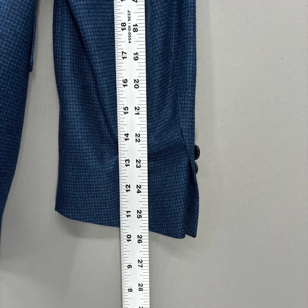 Canali Sport Coat Mens 40R Blue Houndstooth Wool Saks Fifth Avenue Italy Blazer